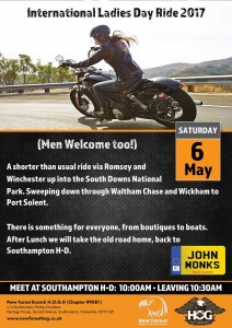 Ladies Day Ride (To Celebrate International Female Ride Day) - 6th May 2017